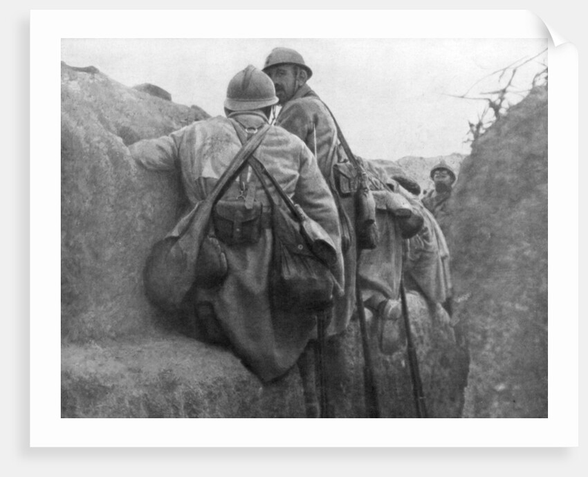 A French trench before an attack, 2nd Battle of Champagne, France by Anonymous