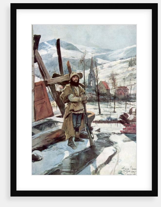 'Standing Guard near Metzeral', Alsace, January 1916 by Francois Flameng