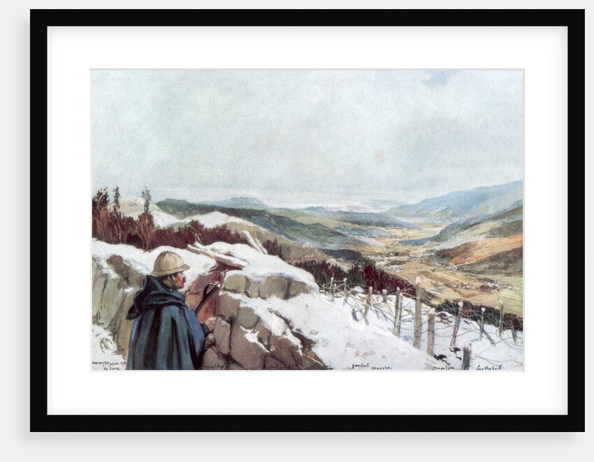 'Trenches Overlooking the Munster Valley with the Rhine in the Distance', January 1916 by Francois Flameng