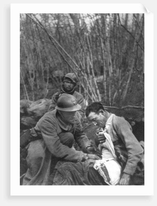 A French soldier's wounds are treated, World War I, France by Anonymous