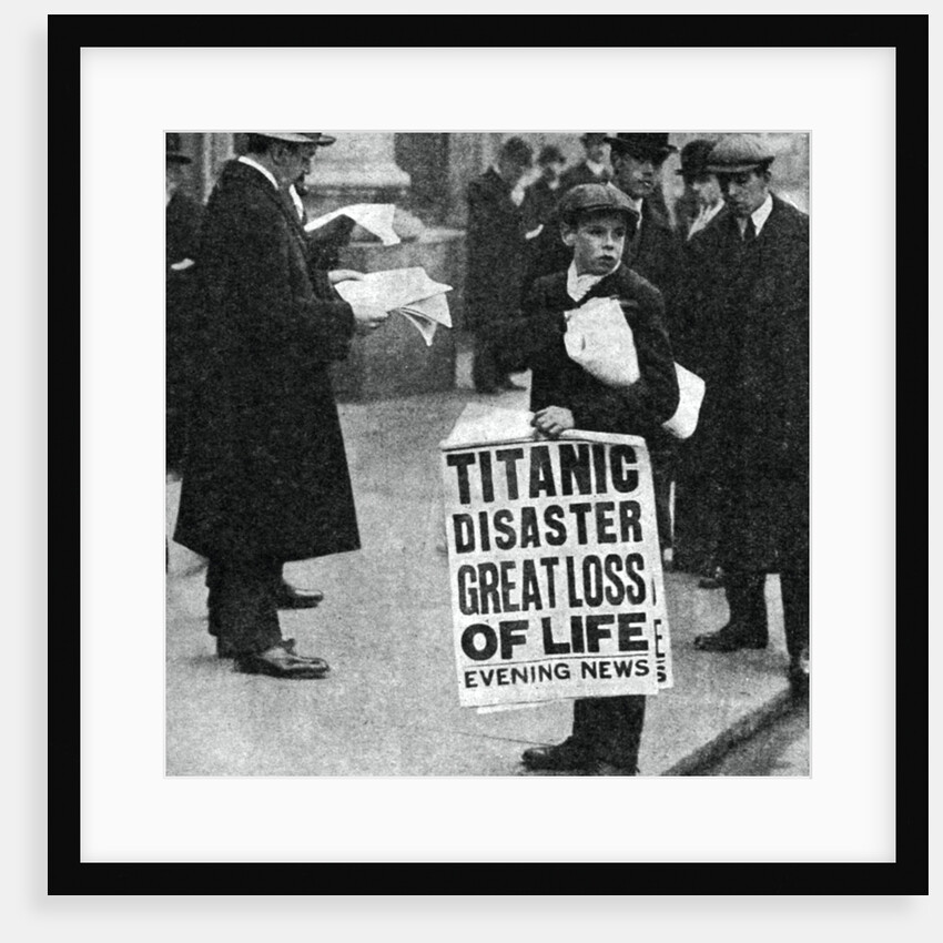 Newspaper boy with news of the Titanic disaster by Anonymous