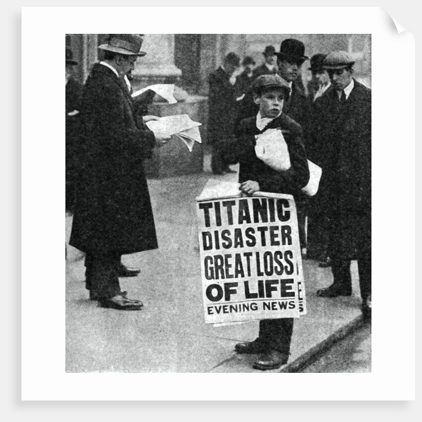 Newspaper boy with news of the Titanic disaster by Anonymous