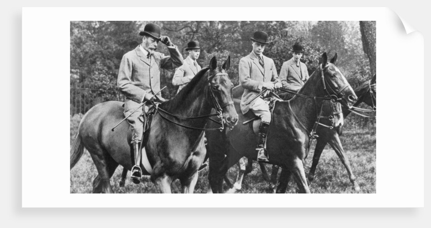 King George V riding in Windsor Great Park with his sons by Anonymous