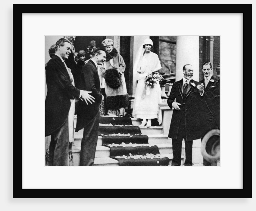 King George V waves good wishes to Princess Maud as she leaves for her honeymoon by Anonymous