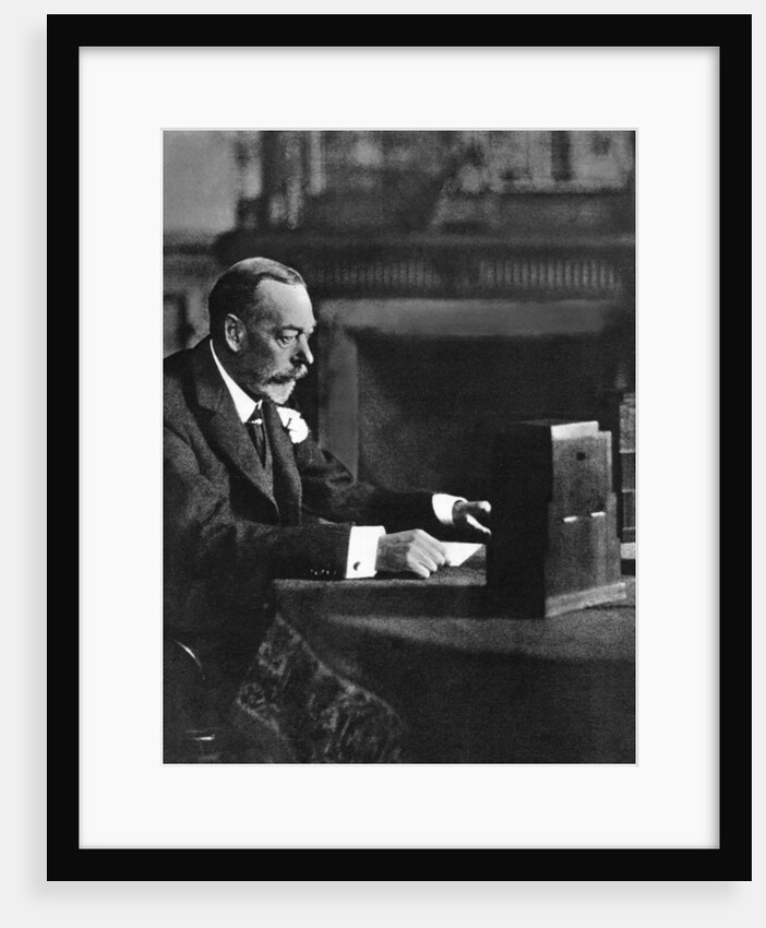 King George V broadcasting to the empire on Christmas Day, Sandringham by Anonymous