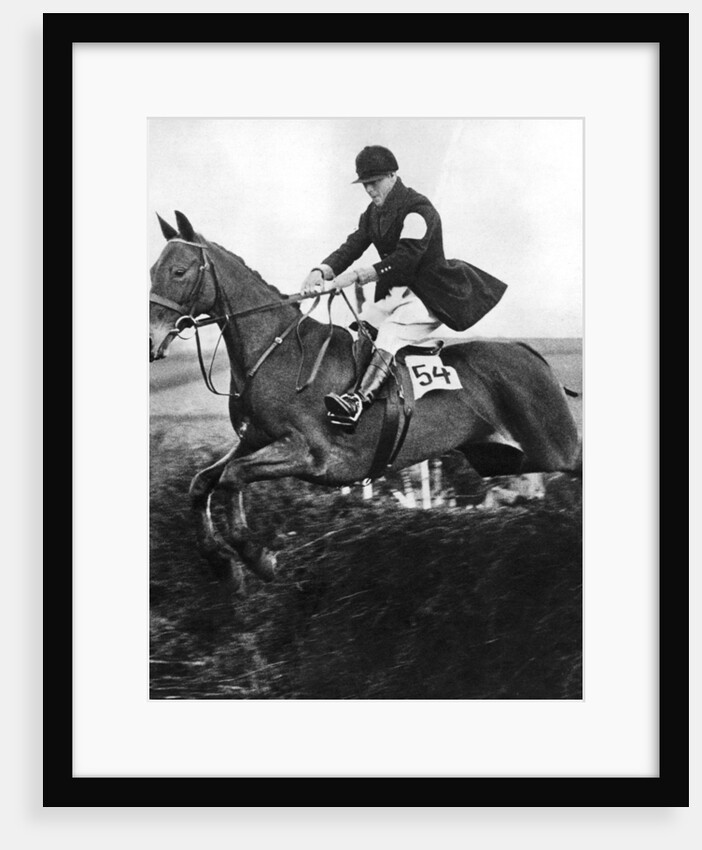 The Prince of Wales taking a fence in the bridge of Guards Challenge Cup race by Anonymous