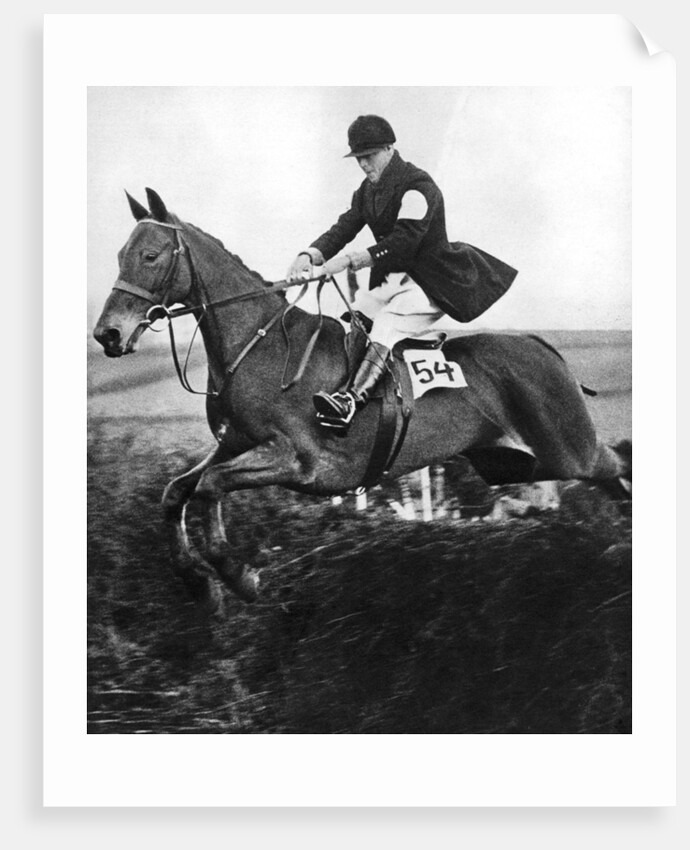 The Prince of Wales taking a fence in the bridge of Guards Challenge Cup race by Anonymous