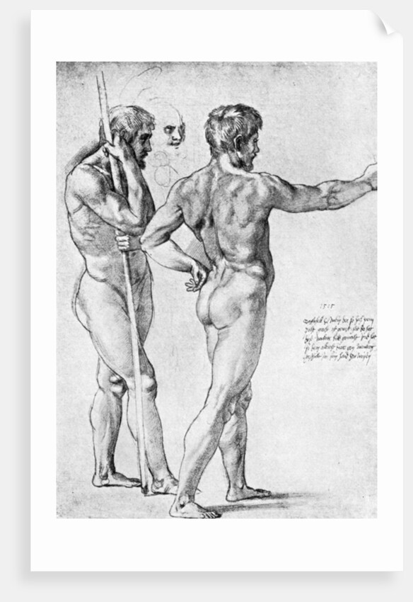 Two male nude studies by Raphael