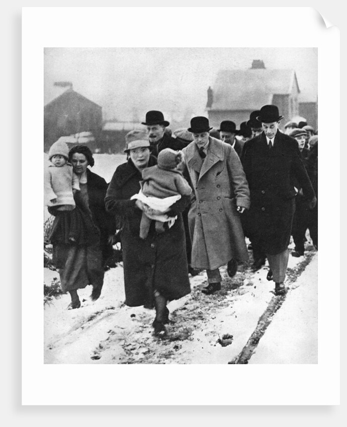 The future Edward VIII walking in the snow in Winlaton, County Durham by Anonymous
