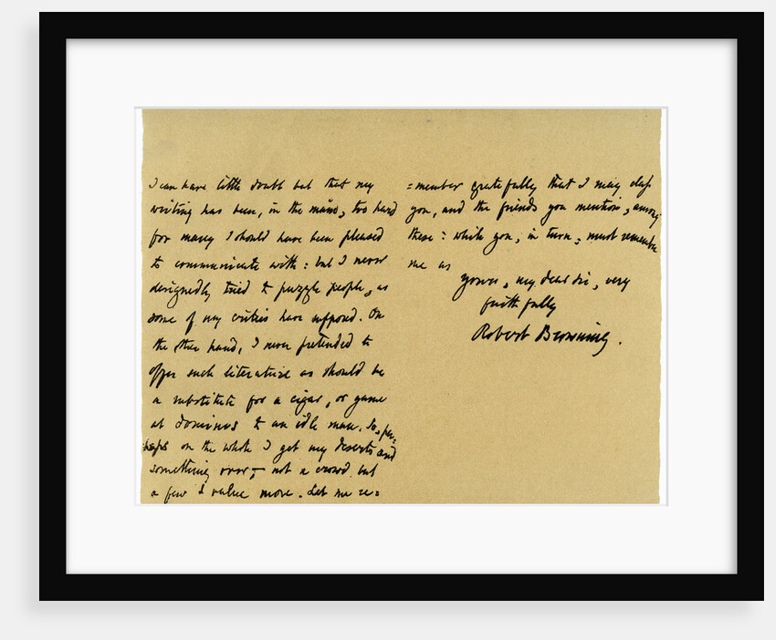 Letter from Robert Browning to William G Kingsland by Robert Browning