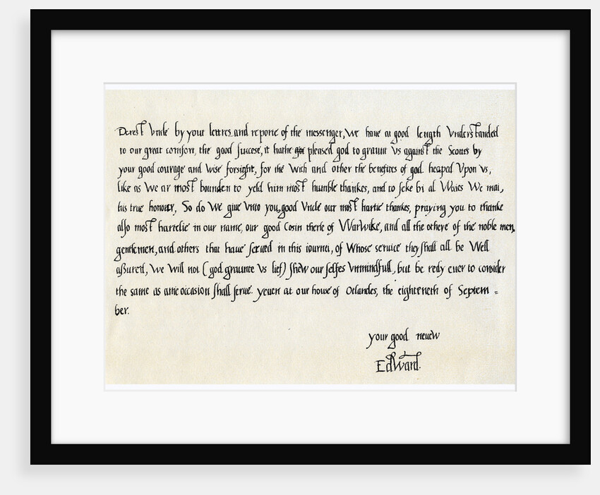 Letter from Edward VI to his uncle, Edward Seymour by Edward VI