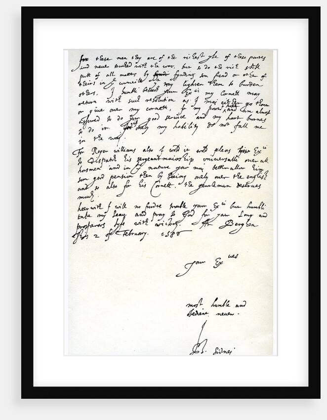 Letter from Sir Philip Sidney to Robert Dudley, Earl of Leicester, 2nd February 1586 by Sir Philip Sidney