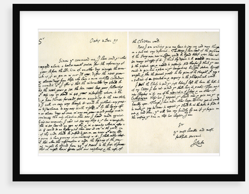 Letter from John Locke to Hans Sloane, 2nd December 1699 by John Locke