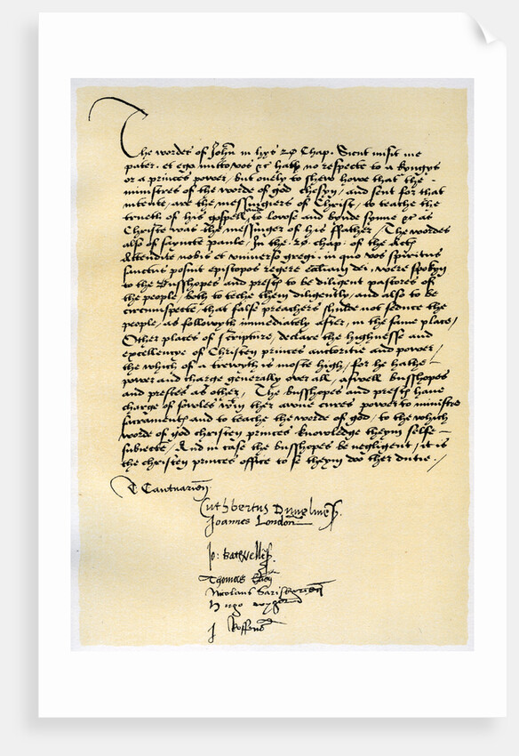 Episcopal Declaration of Archbishop Crammer and seven other English bishops by Thomas Cranmer