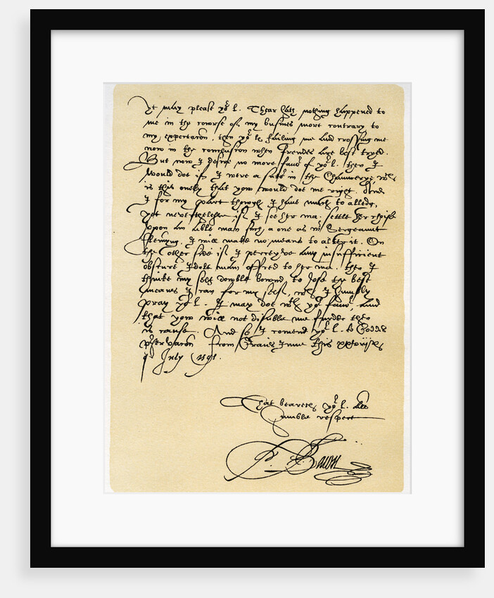 Letter from Francis Bacon to Sir John Puckering by Sir Francis Bacon