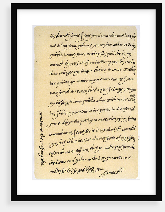 Letter from James I to his son, Charles, Prince of Wales by James I