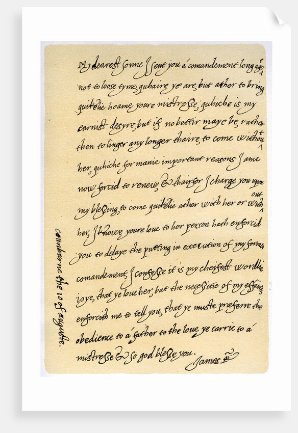 Letter from James I to his son, Charles, Prince of Wales by James I