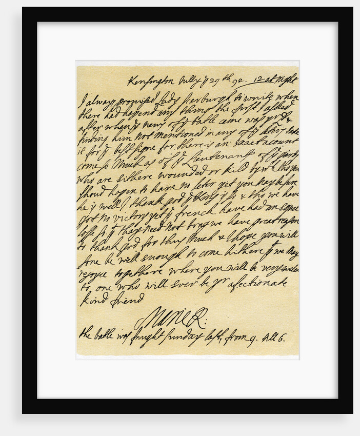 Letter from Queen Mary II to Frances Lumley by Mary II