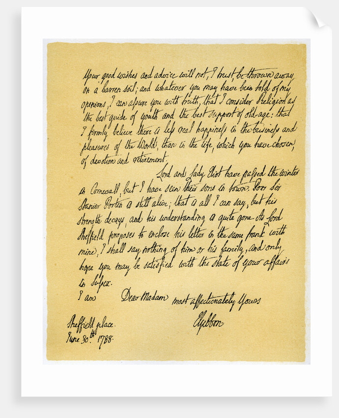 Letter from Edward Gibson to his aunt, Hester Gibson by Edward Gibson