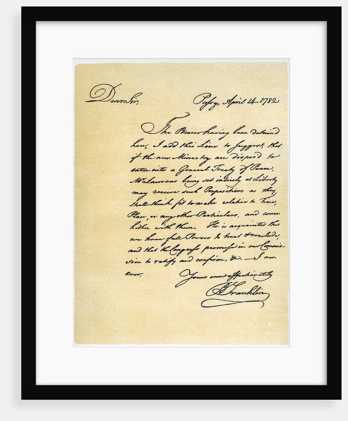 Letter from Benjamin Franklin to David Hartley MP by Benjamin Franklin