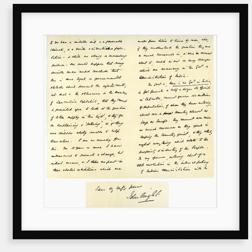 Letter from John Bright to Colonel Rathbone by John Bright
