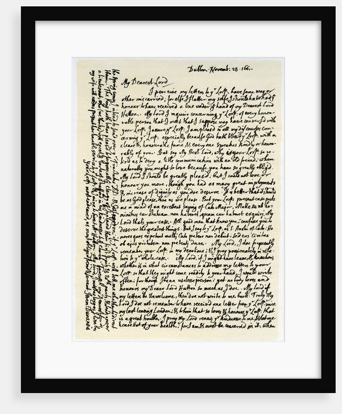 Letter from Jeremy Taylor to Lord Hatton by Jeremy Taylor