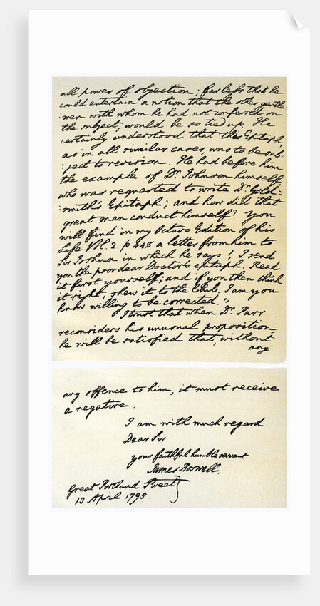 Letter from James Boswell to Edmond Malone by James Boswell