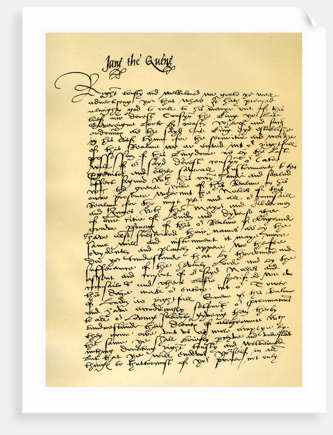 Letter from Lady Jane Grey to William Parr by Lady Jane Grey