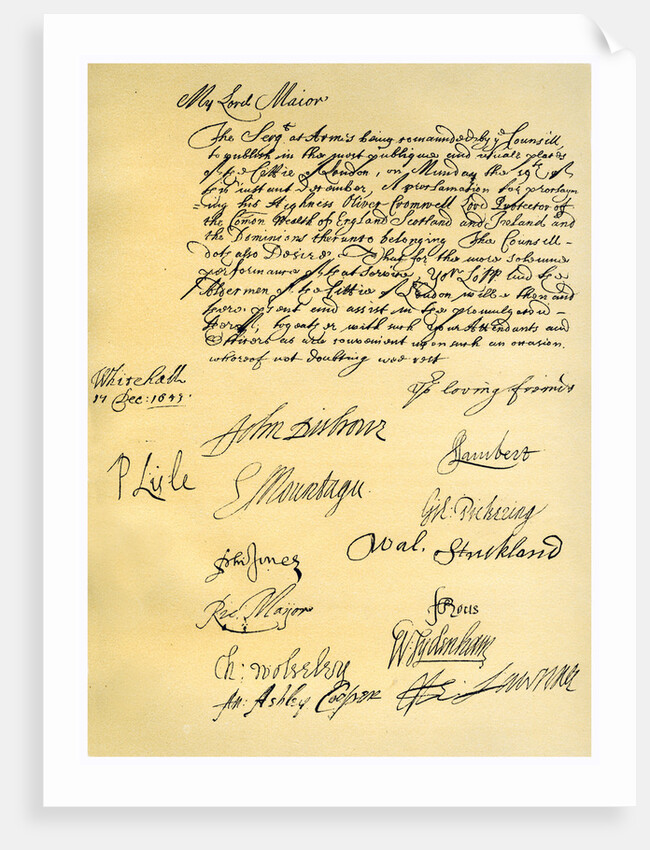 Letter to the Lord Mayor of London by Edward Montagu