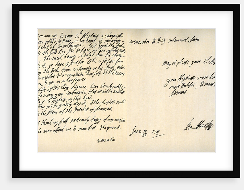 Letter from Robert Harley, Earl of Oxford, to the future King George I by Robert Harley