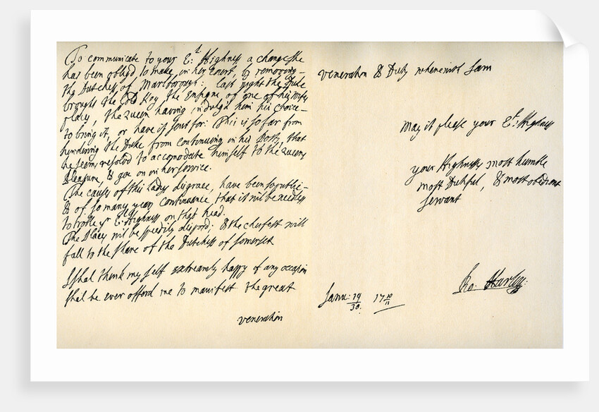 Letter from Robert Harley, Earl of Oxford, to the future King George I by Robert Harley