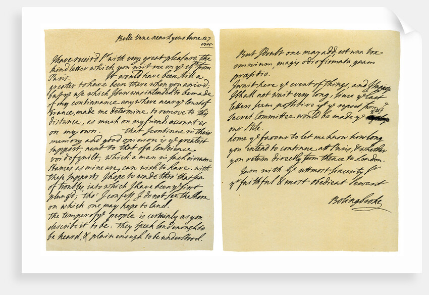 Letter from Henry St John to George Clarke by Henry St John