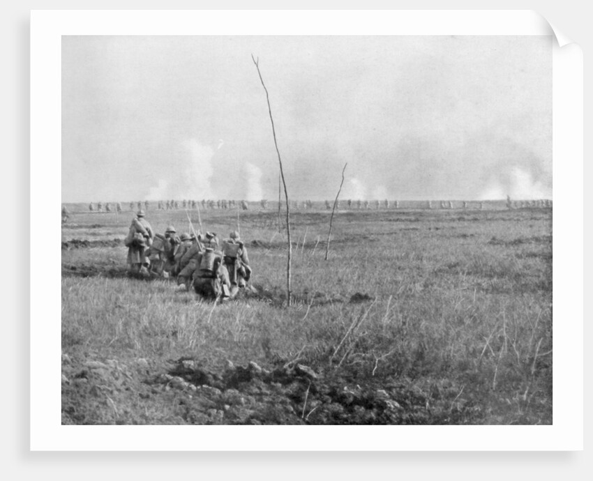 Troops attacking enemy trenches, Chemin des Dames, France, First World War by Anonymous