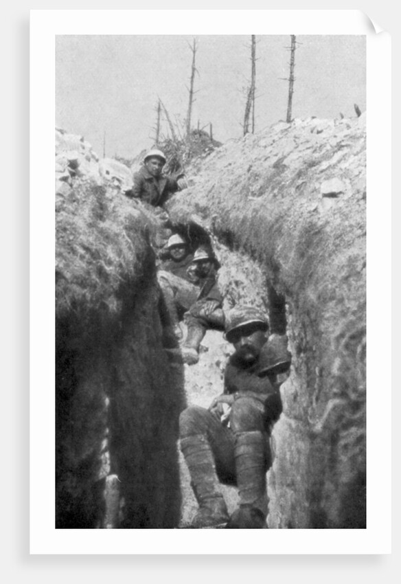 Stretcher-bearers in a trench, south of Cornillet, First World War by Anonymous