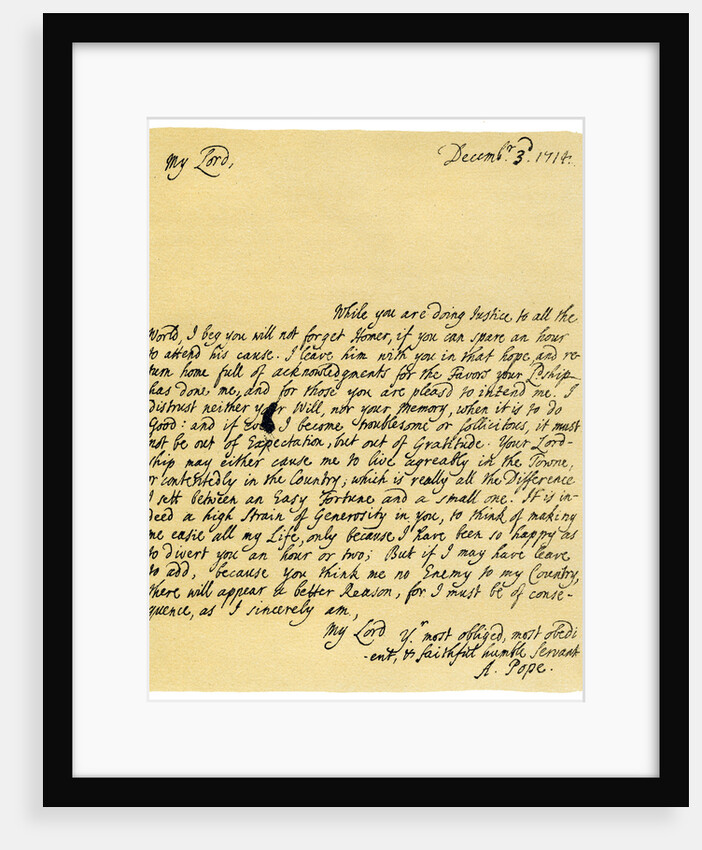 Letter from Alexander Pope to Charles Montagu, 3rd December 1714 by Alexander Pope