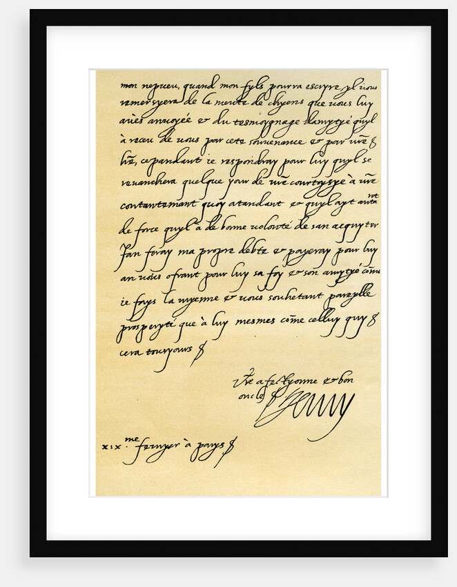 Letter from Henry IV of France to Henry, Prince of Wales by Henry IV