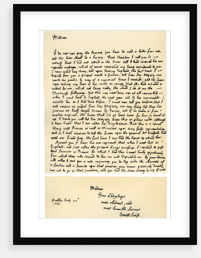 Letter from Jonathan Swift to Henrietta Howard by Jonathan Swift