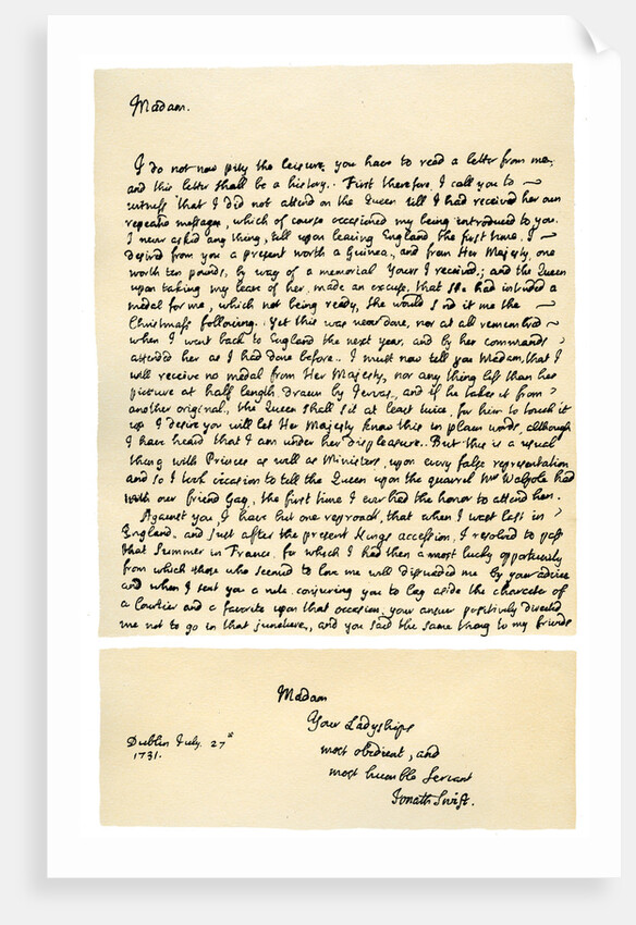 Letter from Jonathan Swift to Henrietta Howard by Jonathan Swift