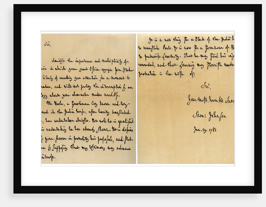 Letter from Dr Samuel Johnson to Warren Hastings by Dr Samuel Johnson