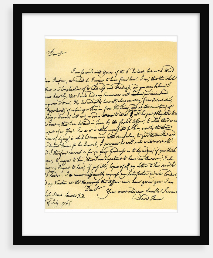 Letter from David Hume to Richard Davenport, 8th July 1766 by David Hume