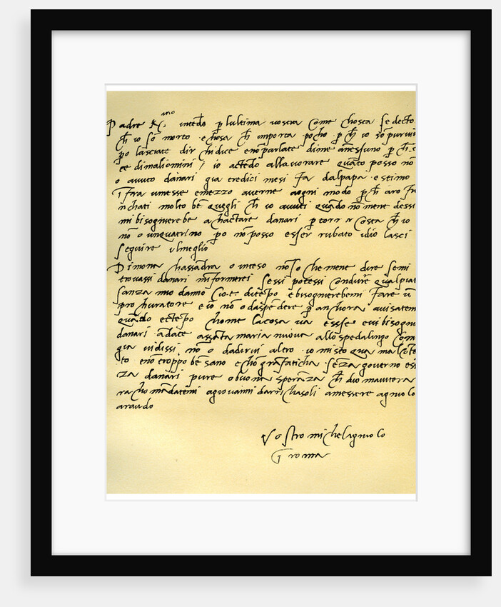Letter from Michelangelo Buonarroti to his father, June 1508 by Michelangelo Buonarroti