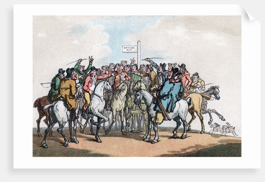 The Betting Post, Humours of Fox Hunting by Thomas Rowlandson