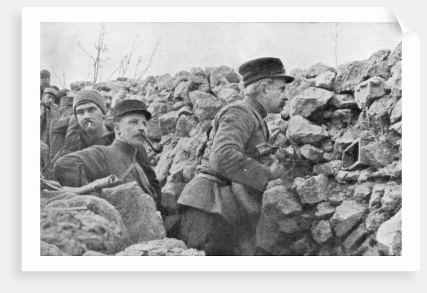 General Marchand inspecting trenches, Champagne, France, World War I by Anonymous