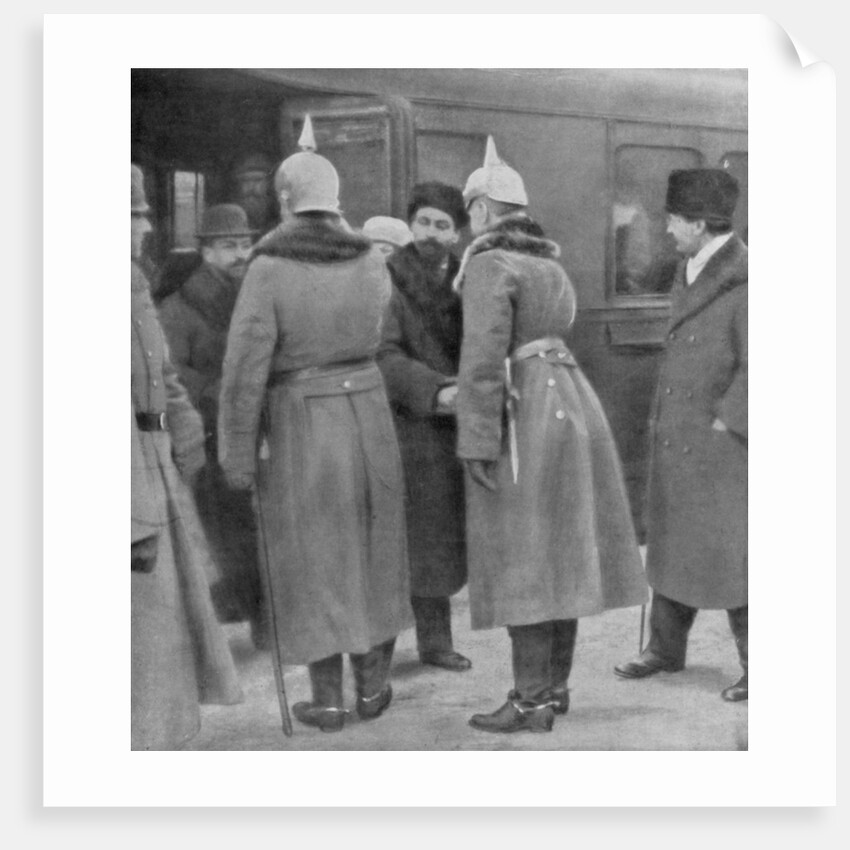Leon Trotsky arriving for peace negotiations with the Germans, Brest-Litovsk by Anonymous