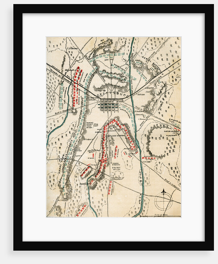Map of the Battle of Gettysburg, Pennsylvania, 1-3 July 1863 by Charles Sholl