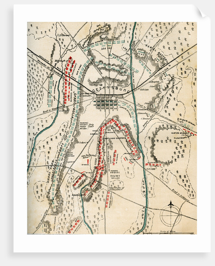 Map of the Battle of Gettysburg, Pennsylvania, 1-3 July 1863 by Charles Sholl