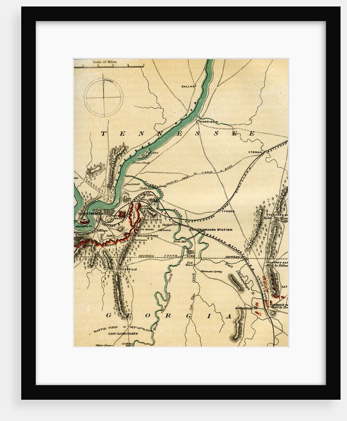 Map of Chattanooga and its defences, Tennessee by Charles Sholl