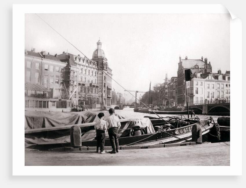 Two boys by a canal, Rotterdam by James Batkin