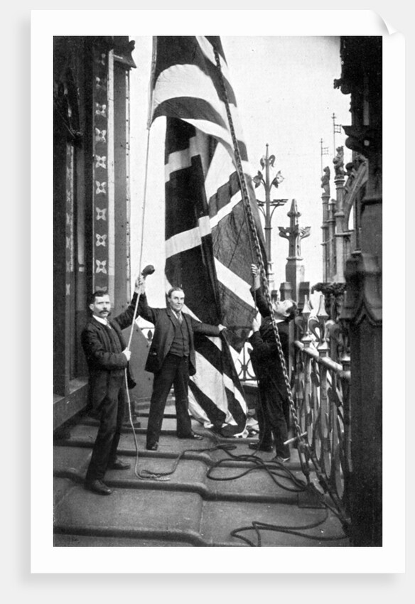 Hoisting the Union Jack, Houses of Parliament, Westminster by Anonymous