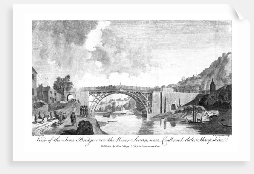 View of the iron bridge over the river Severn, Coalbrookdale, Shropshire by W & J Walker